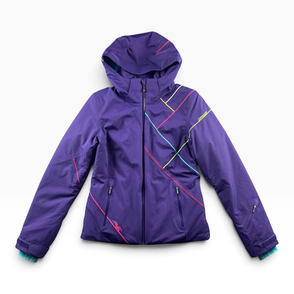 Spyder Womens 4 Ski Jacket Purple Primaloft Insulated Removable Hood F13